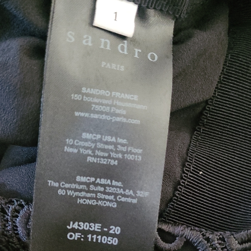 Sandro Paris Richard Chain Link Black Eyelet Elegant Lace Skirt Red Trim Size 1 - Picture 9 of 10